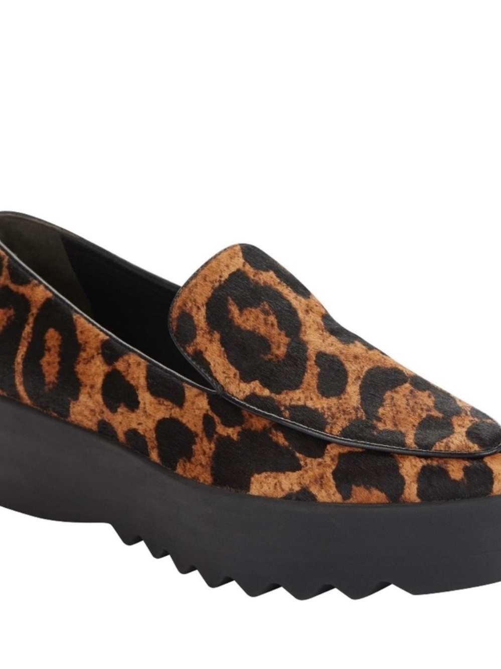 Donna Karan Leopard Print Platform Loafers in Brown and Black